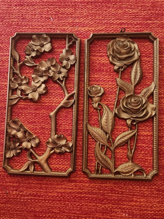 syroco Other - Floral Wall Plaques in Bronze Tone - Pair